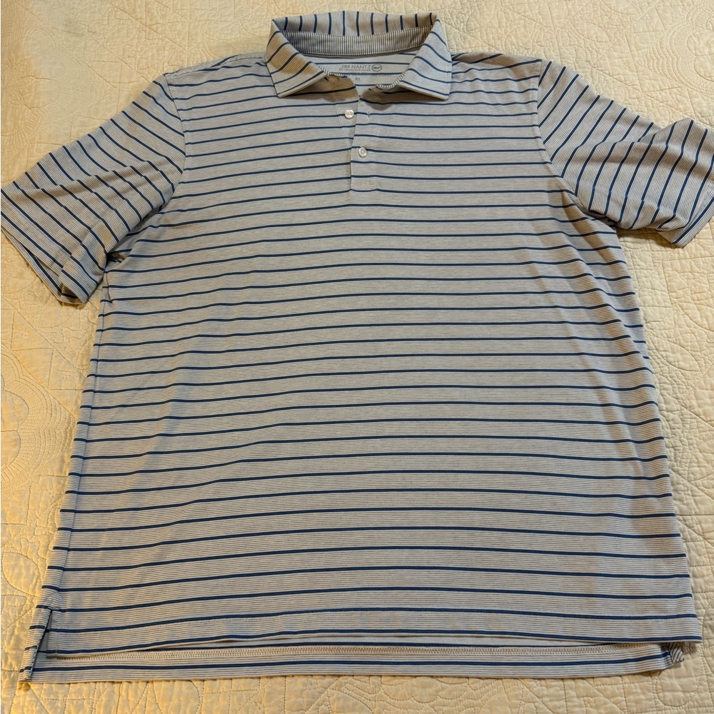 Vineyard Vines Jim Nantz Collaboration Polo with Gray and Navy Stripes Size XL